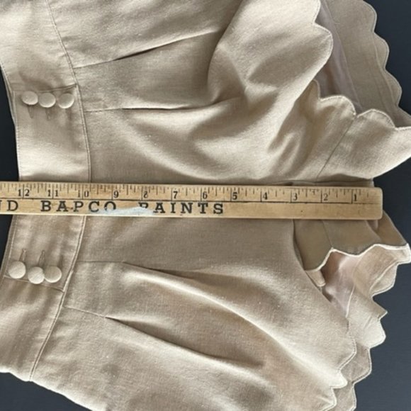 LINEN LOOK PLEATED SHORTS Scalloped Hem, 4 Pockets SUPER CUTE - Picture 6 of 16
